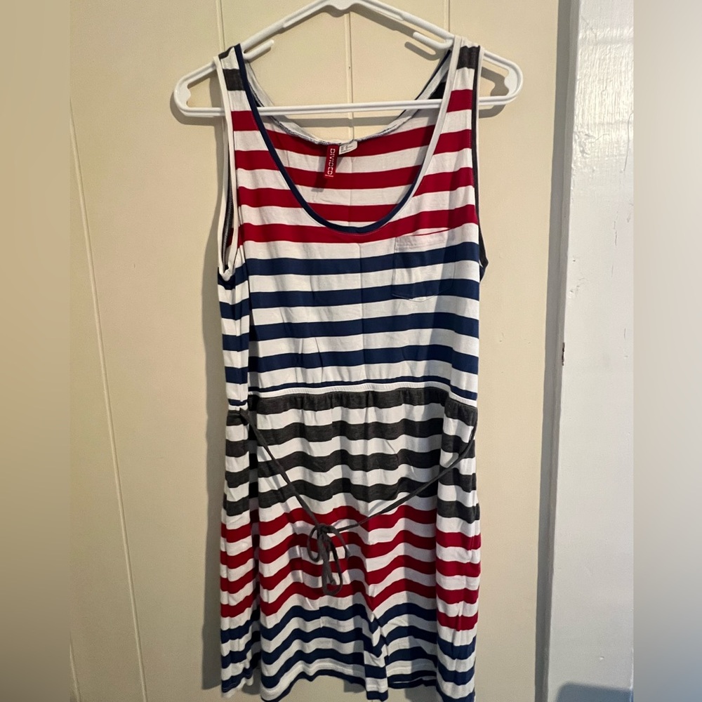 Red white and blue tank top cotton dress